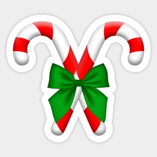 Candy Canes with Big Green Bow Sticker